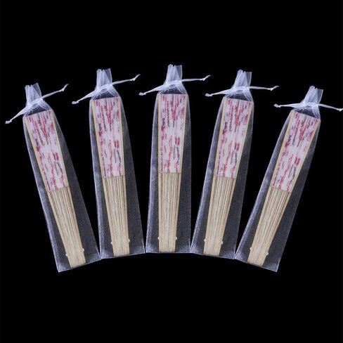 50Pcs Organza Hand Fan Bags, 2x10 Inches White Folding Fan Drawstring Bag Hand Fan Decorative Pouch Party Wedding Favor Gift Bags in Kuwait