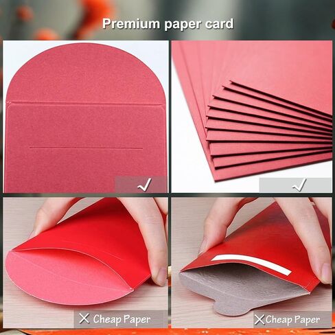 Chinese Red Envelopes, Chinese Red Pockets, Chinese Calligraphy Hong Bao, Lucky Money Gift Envelopes for Spring Festival Birthday Wedding Gifts, Hongbao 4 Designs 12pcs set (Happiness - Le) in Kuwait