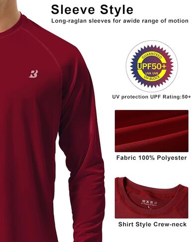 Roadbox Mens UPF 50+ UV Sun Protection Shirts Outdoor Long Sleeve SPF Rash Guard for Fishing Hiking Swimming Running in Kuwait