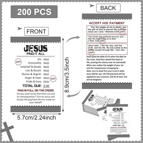 200 PCS Gospel Tract Card Cards Pocket Holycard Postcard Postcards Boyrics Croom Inspirational Bible Bible Longmark for Christian Gift (دفع يسوع كل شيء) in Kuwait