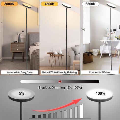 LED Floor Lamp, Living Room Lamps, 3 Color Temperatures Bright Modern Tall Lamp, Adjustable Gooseneck Standing Lamp with Remote & Touch Control,Floor Lamp for Living Room, Bedroom, Office in Saudi Arabia