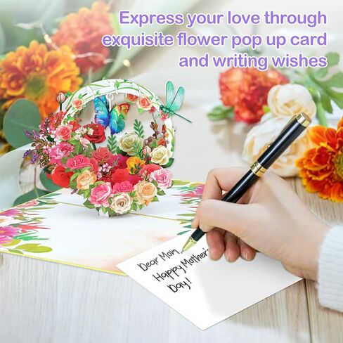 2025 Mother Day Flower Card - 3D Pop Up Flower Birthday Card with Envelope Best Mothers Day Gift for Mom Wife Grandma Aunt Daughter Sister in Saudi Arabia
