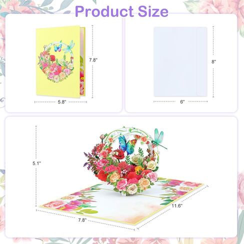2025 Mother Day Flower Card - 3D Pop Up Flower Birthday Card with Envelope Best Mothers Day Gift for Mom Wife Grandma Aunt Daughter Sister in Saudi Arabia