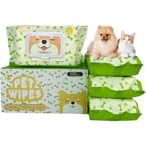 Pet Wipes for Dogs and Cats, Dog Wipes for Paws and Butt, Cat Wipes Cleaning Fur and Butt, Fragrance-free, Alcohol-free, Natural Ingredients, Gentle and Safe, Keep Your Pet Clean and Healthy 80 Pcs