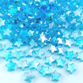 300 PCS Acrylic Star Beads Clear Loose AB Colors Cute Spacer Beads for Jewelry Making DIY Bracelet Earring Necklace Key Chains(Deep Lake Blue)