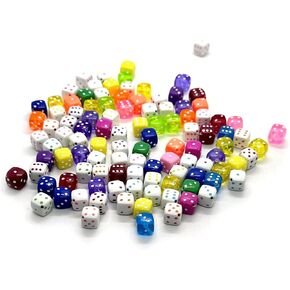 120PCS Red Dice Beads, Fun Beads for Bracelets, Black & White Acrylic Beads, Cute Dice Beads for Jewelry Making, Dice Spacer Cube Loose Beads for Bracelet Necklaces Lanyard DIY Handicrafts