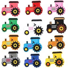 Tractor Patches - Set of 12 Mix Iron On Patches - Mix Colour - Truck Patch