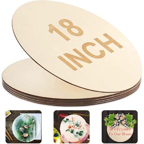 Round Wood Circles for Crafts 18 Inch,Ylibtool 5 Pack Unfinished Rounds Wood Discss Wood Sign Blank for Crafts, Door Hanger, Door Design, Wood Burning,DIY Projects