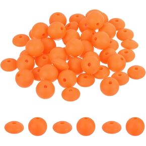MECCANIXITY 100Pcs Silicone Beads Bulk,12mm Silicone Round and Lentil Beads,Silicone Focal Beads for Keychains Making Pens DIY Necklace Bracelet,Golden