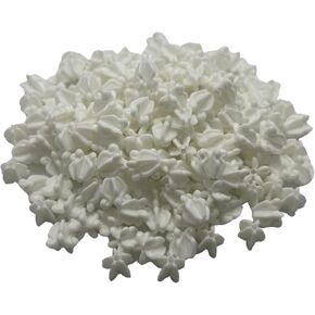 500 PCS Small Plastic Crown Flower Beads for Jewelry Making, DIY, Garland, Craft Supplies (White)