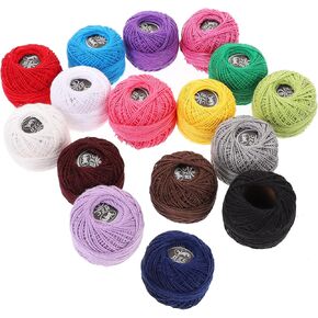 16Roll Embroidery Thread Set for Embroidery Machine and Hand Stitching Thick Cotton Craft Supplies Random Colors for Home and Making