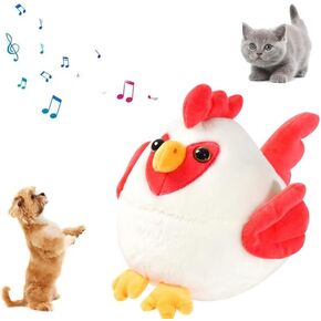 لعبة Pet Plush النشطة ، ألعاب الكلب التفاعلية ألعاب الحيوانات الأليفة ترتد كرات مع USB قابلة لإعادة الشحن ، والتحدث لعبة الكلاب المتحركة ، ألعاب صوتية خنازير قابلة للغسل للكلاب (الدجاج الأبيض)