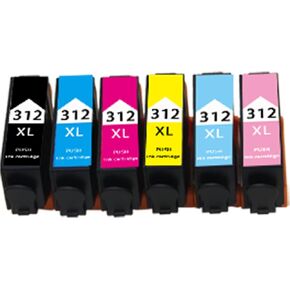 312XL Ink Cartridge Replacement for Expression Photo XP-8500 XP-8600 XP-15000 Printe (1 Black,1 Cyan,1 Magenta,1 Yellow,1 Light Cyan,1 Light Magenta, 6-Pack)