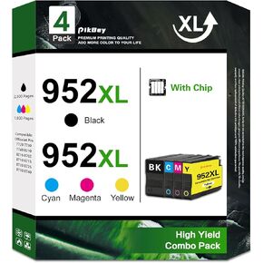 952XL Ink Cartridges 4-Pack (1Black/1Cyan/1Magenta/1Yellow) Replacement for 952 952XL Ink Work for OfficeJet Pro 7740 8210 8216 8218 8710 8720 8725 8727 8728 8740 8745 8718 8719 Printer