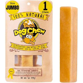 Tibetan Dog Chew Yak Cheese Sticks - Natural, Handmade Treats for Jumbo Dogs, Long-Lasting Entertainment, Perfect for Aggressive Chewers, Rawhide-Free, Grain-Free, Gluten-Free (1 Chew, Jumbo)