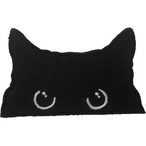 Funny Embroidery Patches Fabric Applique (Peeking Black Cat)