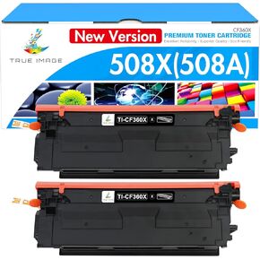 TRUE IMAGE Compatible Toner Cartridge Replacement for HP 508X 508A 508 M553 CF360X CF360A Black New Version for Enterprise M553N M553X M553dn M577 Printer Ink (Black, 2-Pack)