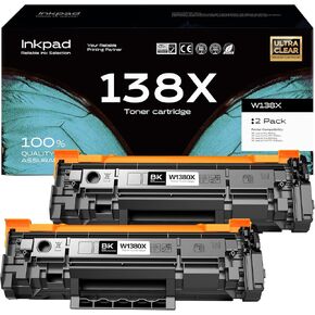 138X Black High Yield Toner Cartridge (with Chip) Compatible for HP 138X W1380X 138A Black Laserjet Toner Cartridge Work for HP Laserjet Pro MFP 3101fdw 3001dw Printer (2-Pack)