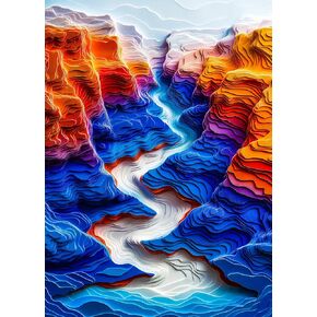 Bgraamiens 3D Visual 1000 Pieces Puzzle - The Blue Canyon - Autostereoscopy Hard Challenge for Adults & Kids