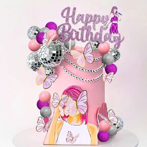 LaVenty Singer Birthday Cake Decoration Party Decorations Birthday Girls Theme Photo Backdrop Era Party Music Fans Lover Party Supplies