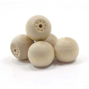 Mylittlewoodshop - Pkg of 50 - Ball with Flat Bottom - 1 inch in Diameter with 9/16 inch Flat Unfinished Wood(WW-KBB100-50)
