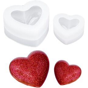 2 Pcs 3D Heart Shape Resin Molds Heart Keychain Charms Silicone Mold Heart Jewelry Casting Mold Love Heart Epoxy Mold for DIY Craft Home Decor
