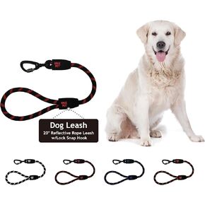 Kruz Short Traffic Leash - KZROPE5020 -S8L - قبضة السيليكون الناعمة - انقر وقفل المفاجئة - حبل الكلاب العاكسة الشاقة للأمن والسلامة والتحكم - المشي ، الجري ، التدريب - Orange - 1/2 "× 20"
