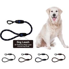 Kruz Short Traffic Leash - KZROPE5020 -S8L - قبضة السيليكون الناعمة - انقر وقفل المفاجئة - حبل الكلاب العاكسة الشاقة للأمن والسلامة والتحكم - المشي ، الجري ، التدريب - Orange - 1/2 "× 20"