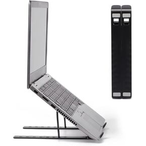 7-Levels Adjustable Laptop Stand, Aluminium Riser Holder for Desk, Compatible with 9"-15.6" PC, Black, Ergonomic Design for Improved Comfort & Productivity, Anti Slip.
