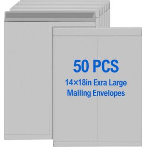 50 Pcs 14'' x 18'' Extra Large Mailing Envelopes 32lb with Gummed Flaps, Catalog Jumbo Craft Envelopes for Mailing, Storage and Organizing Documents Office Supplies(Black)