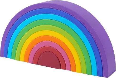 McGmitt Rainbow Stading Toy ، Silicone Rainbow Stacker للأطفال الصغار ، و Montessori Blocks ، وبناء مجموعة ألعاب متطابقة للألوان ، 10 طبقات in Saudi Arabia