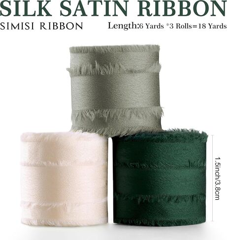 Blue Navy Ivory 1 Inch 18 Yards Silk Satin Ribbon Handmade Frayed Ribbons for Gift Wrapping, Crafts, Baby Shower, Wedding Invitations, Flower Bouquet, Holiday Decor in Saudi Arabia