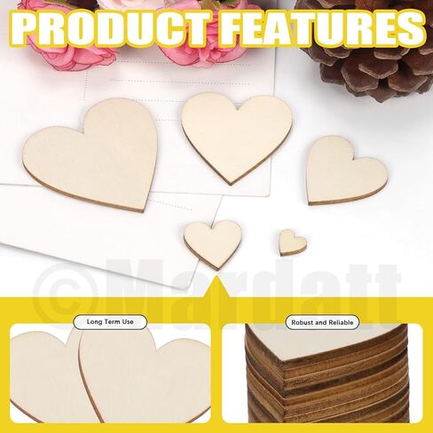 200Pcs Unfinished Wooden Slices, Round Wooden Christmas Ornaments Heart Wood Cutouts Star Blank Wood Pieces Flower Hexagon Wood Ornaments for Decoration in Kuwait