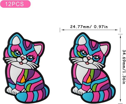 12PCS Animals Silicone Focal Beads for Pens, Cats Silicone Beads for Keychain Making Colorful Cats Character Silicone Beads for Bracelet Necklace Craft in Saudi Arabia