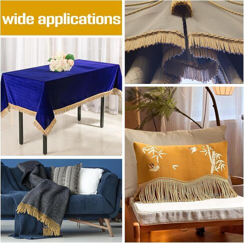 Curtain Fringes Bullion Fringe Trim 14 Yard x 2.5 Inches Fabric Trims and Embellishments Curtain Weights Fringes Sewing DIY Decoration for Curtain Sofa Cushions Lampshades Clothes (Black) in Saudi Arabia