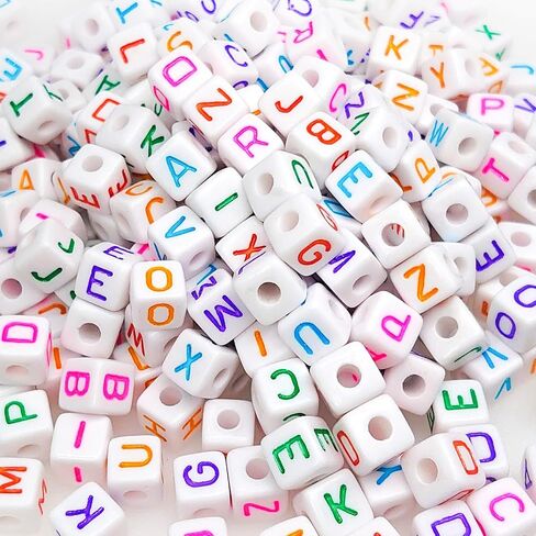 300 Pieces 10x10mm Big Large Cube Acrylic Alphabet Letter Beads A-Z Mixed Plastic Shape Loose Beads for Jewelry Making Bracelets Necklaces Key Chains (Colorful) in Kuwait