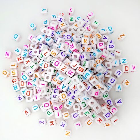 300 Pieces 10x10mm Big Large Cube Acrylic Alphabet Letter Beads A-Z Mixed Plastic Shape Loose Beads for Jewelry Making Bracelets Necklaces Key Chains (Colorful) in Kuwait