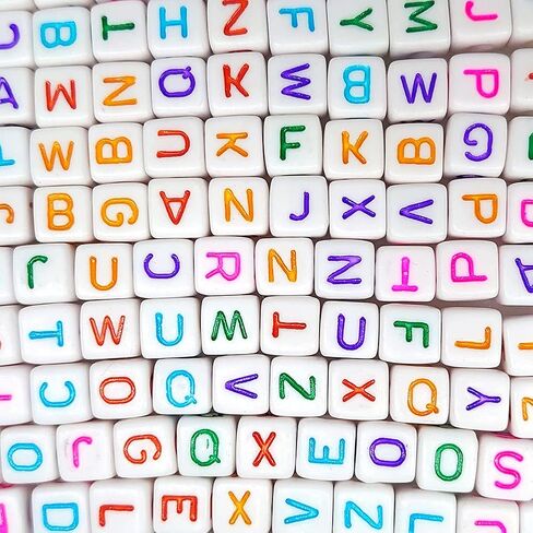 300 Pieces 10x10mm Big Large Cube Acrylic Alphabet Letter Beads A-Z Mixed Plastic Shape Loose Beads for Jewelry Making Bracelets Necklaces Key Chains (Colorful) in Kuwait