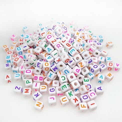 300 Pieces 10x10mm Big Large Cube Acrylic Alphabet Letter Beads A-Z Mixed Plastic Shape Loose Beads for Jewelry Making Bracelets Necklaces Key Chains (Colorful) in Kuwait