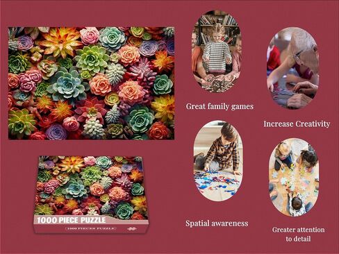 500 Piece Puzzle for Adults - Succulent Plants - Family Jigsaw Puzzle, Gift (Succulent, 500 Pieces) in Saudi Arabia