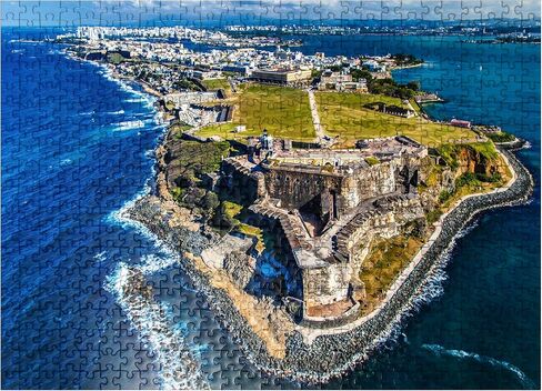 MyPuzzle Aerial Aerial Complet of the Castillo San Felipe del Morro في San Juan القديم ، Puerto Rico - Premium 1000 Piece Jigsaw Puzzle للبالغين in Kuwait