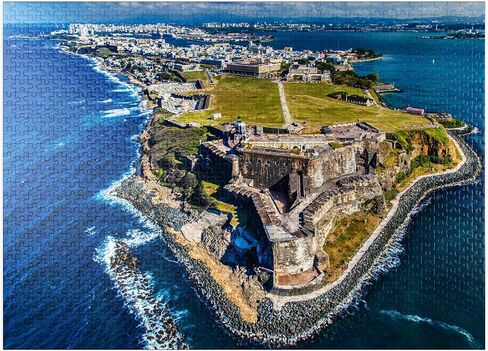 MyPuzzle Aerial Aerial Complet of the Castillo San Felipe del Morro في San Juan القديم ، Puerto Rico - Premium 1000 Piece Jigsaw Puzzle للبالغين in Kuwait