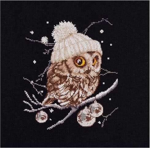 Thea Gouverneur - Counted Cross Stitch Kit - Whoo..Whoo..It's Winter - Aida Black - 16 count - Embroidery Kit for Adults - DMC Embroidery Threads and other Cross Stitch Supplies Included - 743.05 in Kuwait