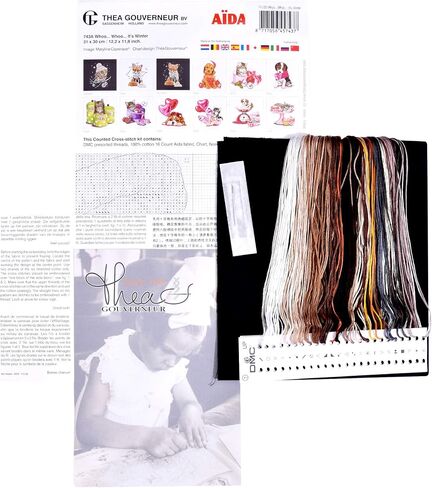 Thea Gouverneur - Counted Cross Stitch Kit - Whoo..Whoo..It's Winter - Aida Black - 16 count - Embroidery Kit for Adults - DMC Embroidery Threads and other Cross Stitch Supplies Included - 743.05 in Kuwait