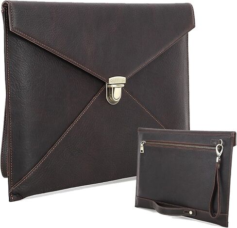 Contacts Genuine Leather Laptop Case Large Document Bag Notary Bag Slim Briefcase for Men in Saudi Arabia