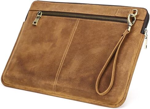 Contacts Genuine Leather Laptop Case Large Document Bag Notary Bag Slim Briefcase for Men in Saudi Arabia
