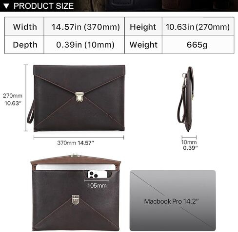 Contacts Genuine Leather Laptop Case Large Document Bag Notary Bag Slim Briefcase for Men in Saudi Arabia