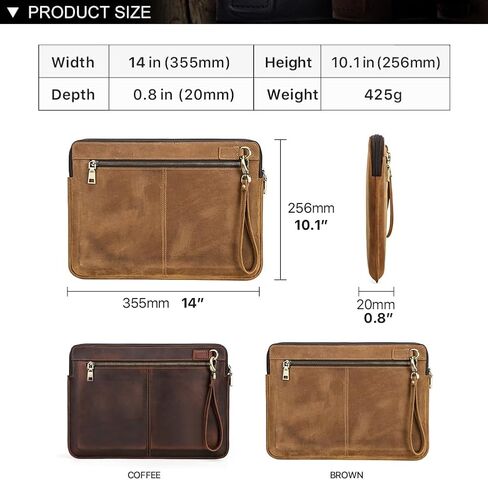 Contacts Genuine Leather Laptop Case Large Document Bag Notary Bag Slim Briefcase for Men in Saudi Arabia