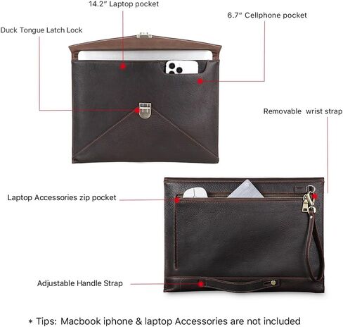 Contacts Genuine Leather Laptop Case Large Document Bag Notary Bag Slim Briefcase for Men in Saudi Arabia
