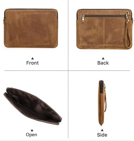 Contacts Genuine Leather Laptop Case Large Document Bag Notary Bag Slim Briefcase for Men in Saudi Arabia